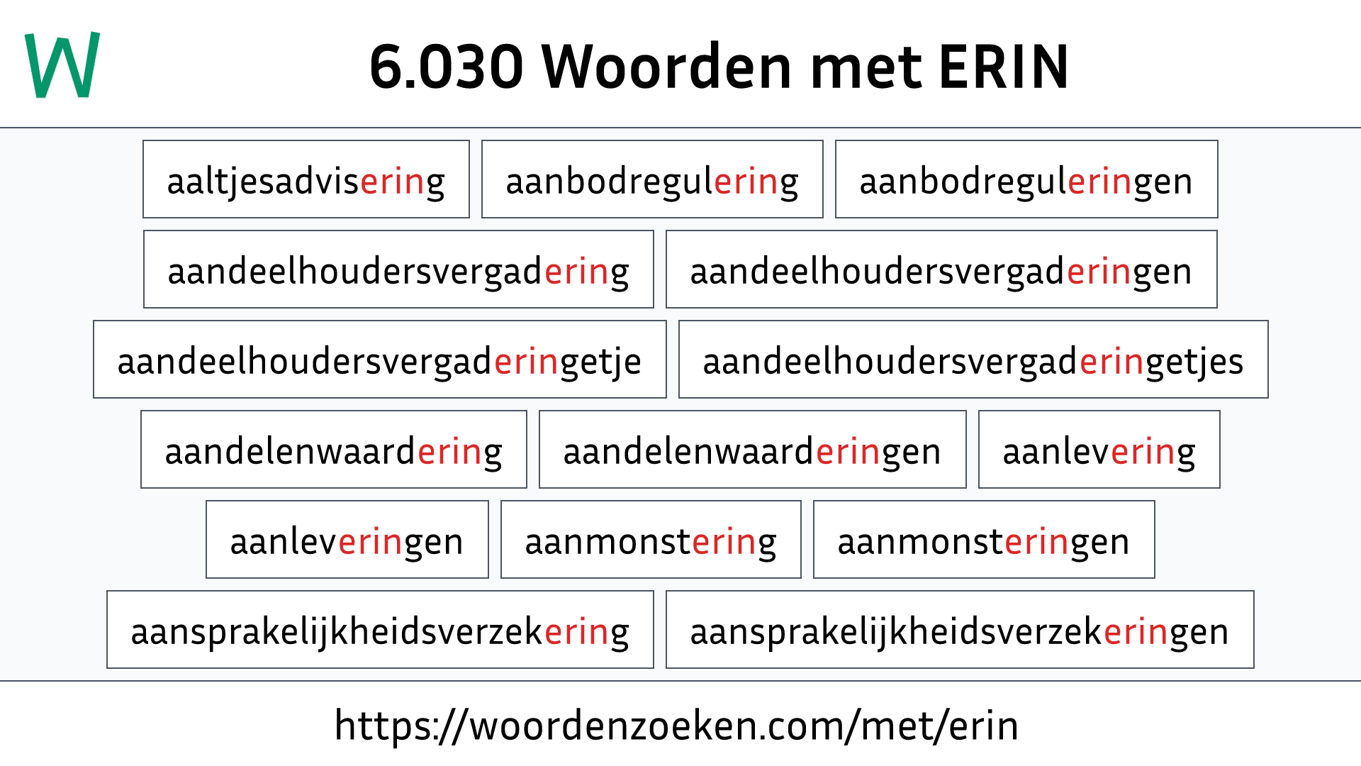 Woorden met ERIN