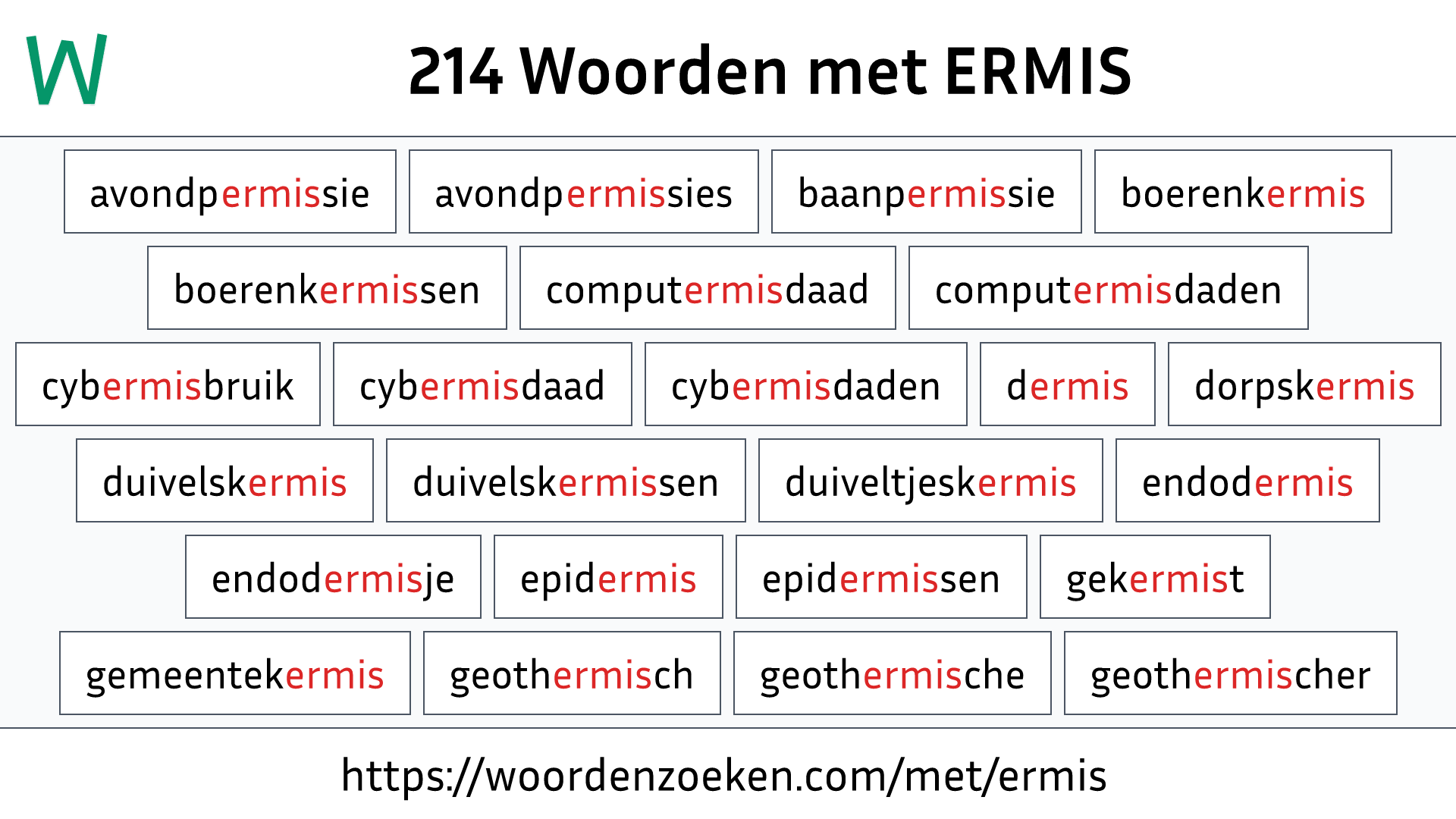 Woorden met ERMIS