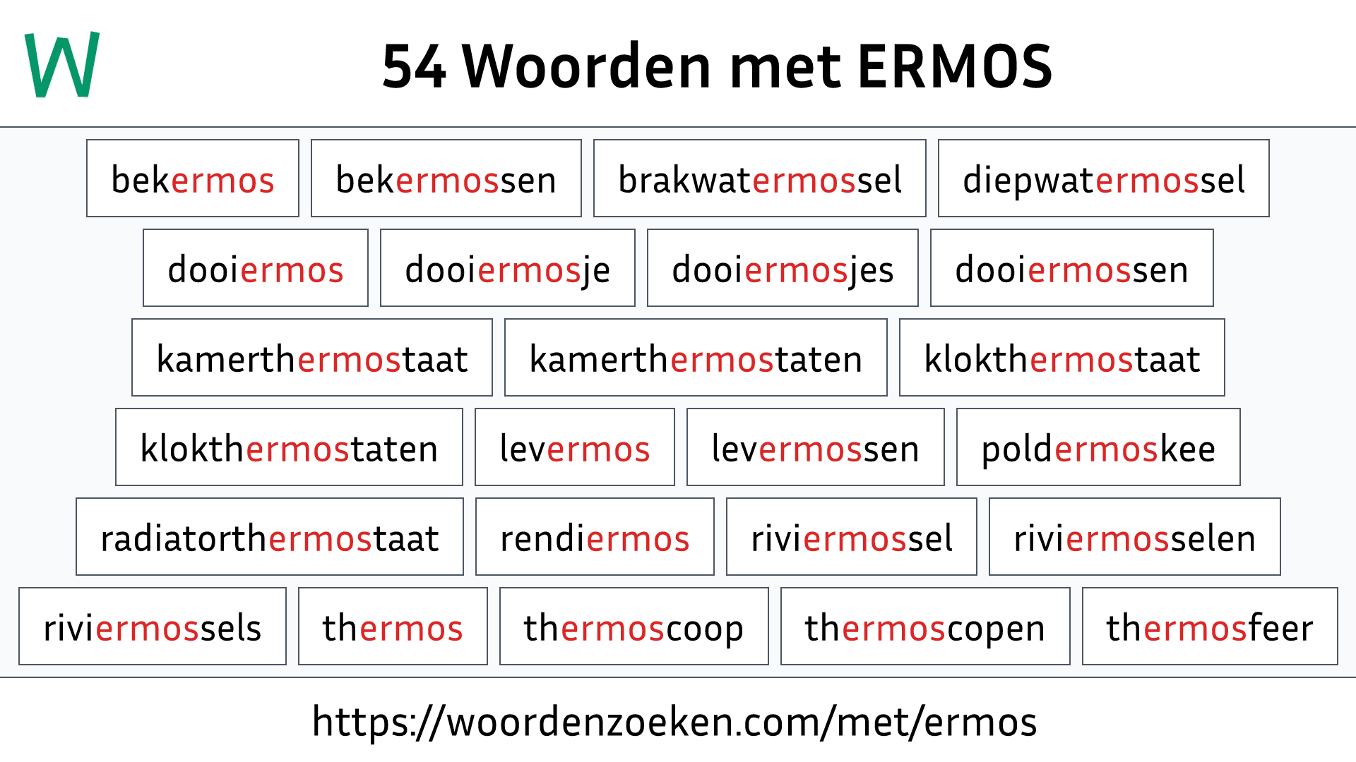 Woorden met ERMOS