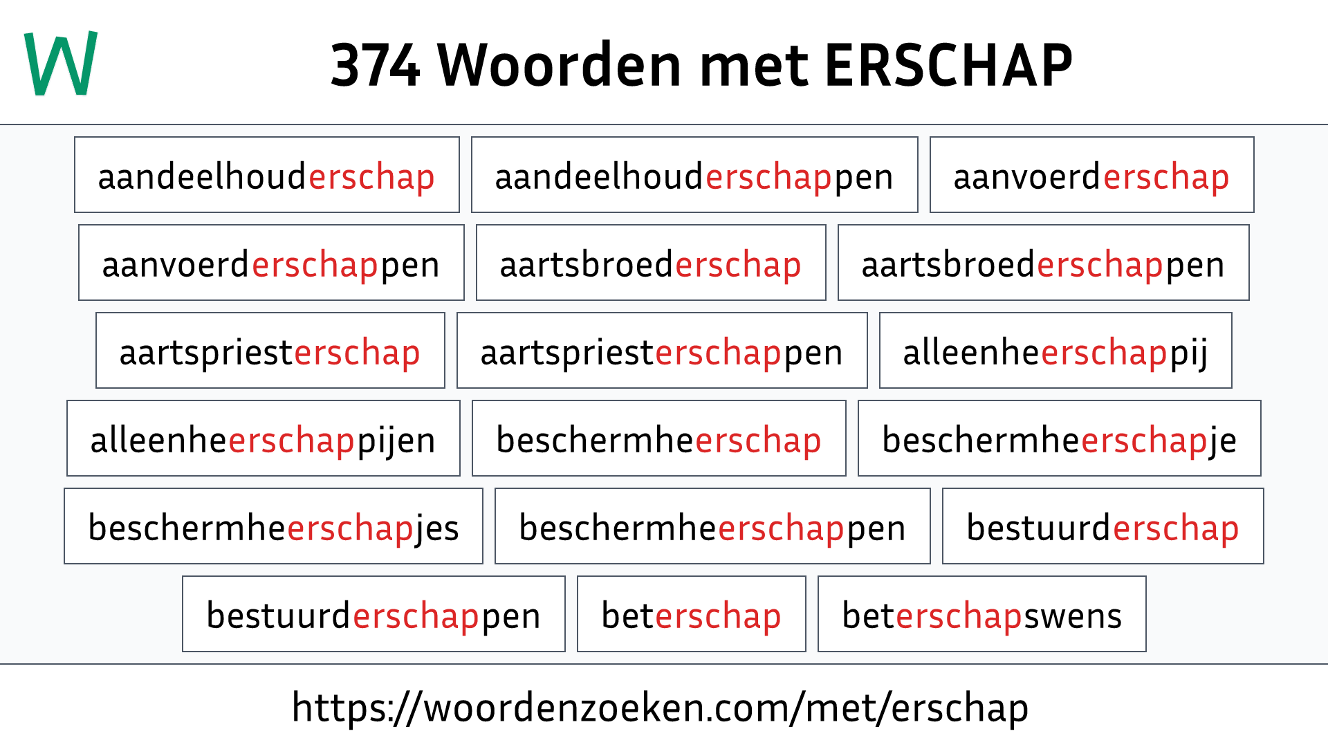 Woorden met ERSCHAP