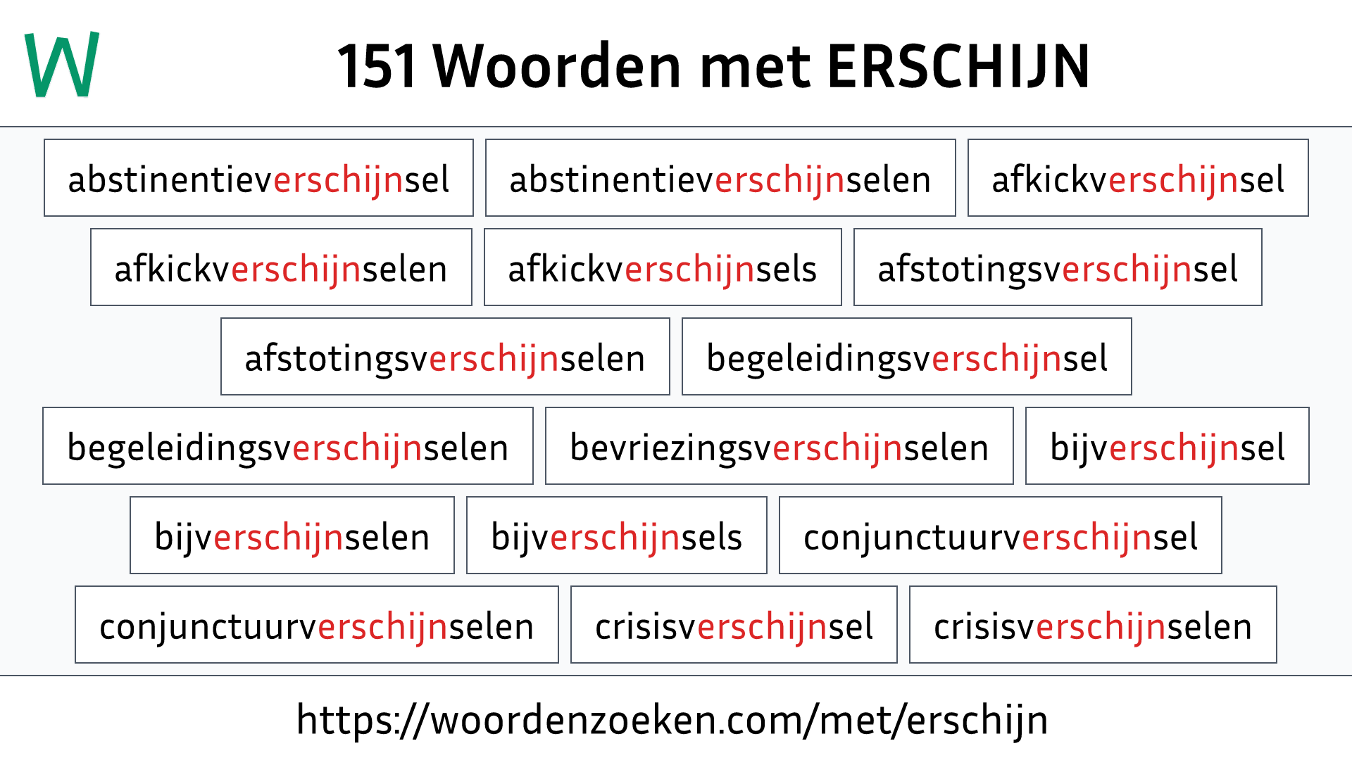 Woorden met ERSCHIJN