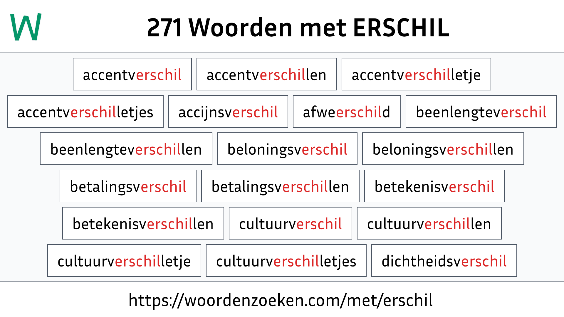Woorden met ERSCHIL