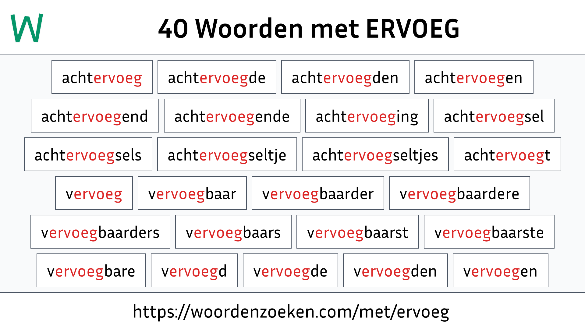 Woorden met ERVOEG