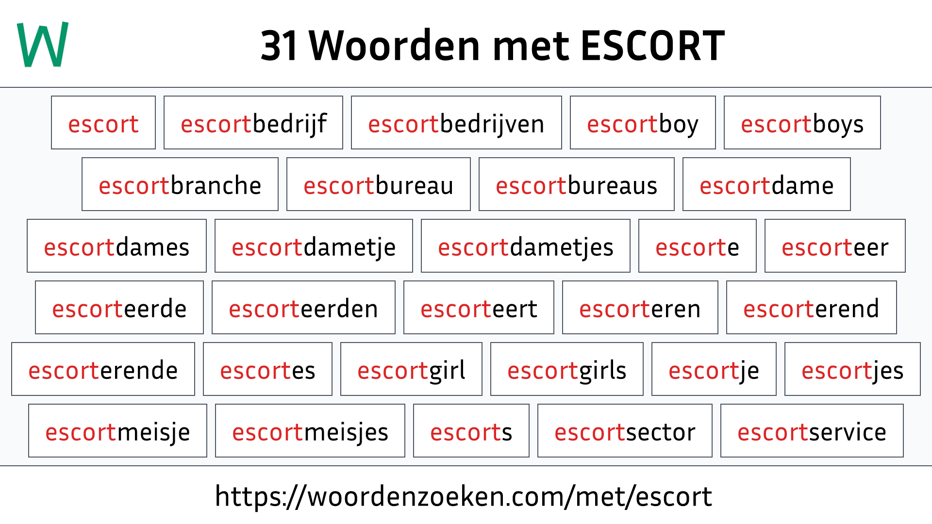 Woorden met ESCORT