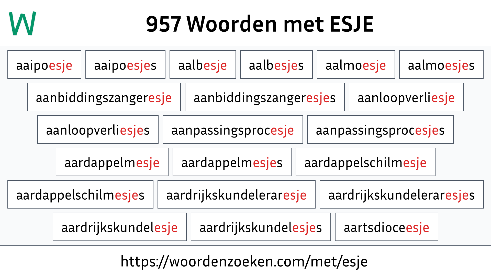 Woorden met ESJE