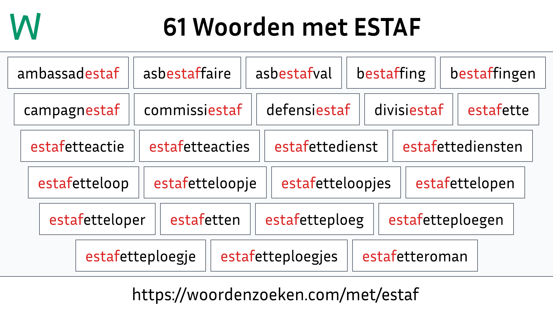 Woorden met ESTAF