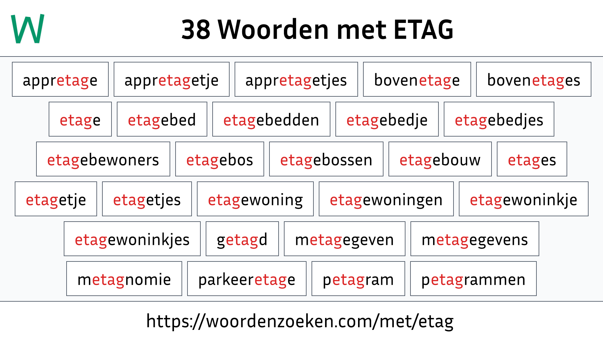 Woorden met ETAG