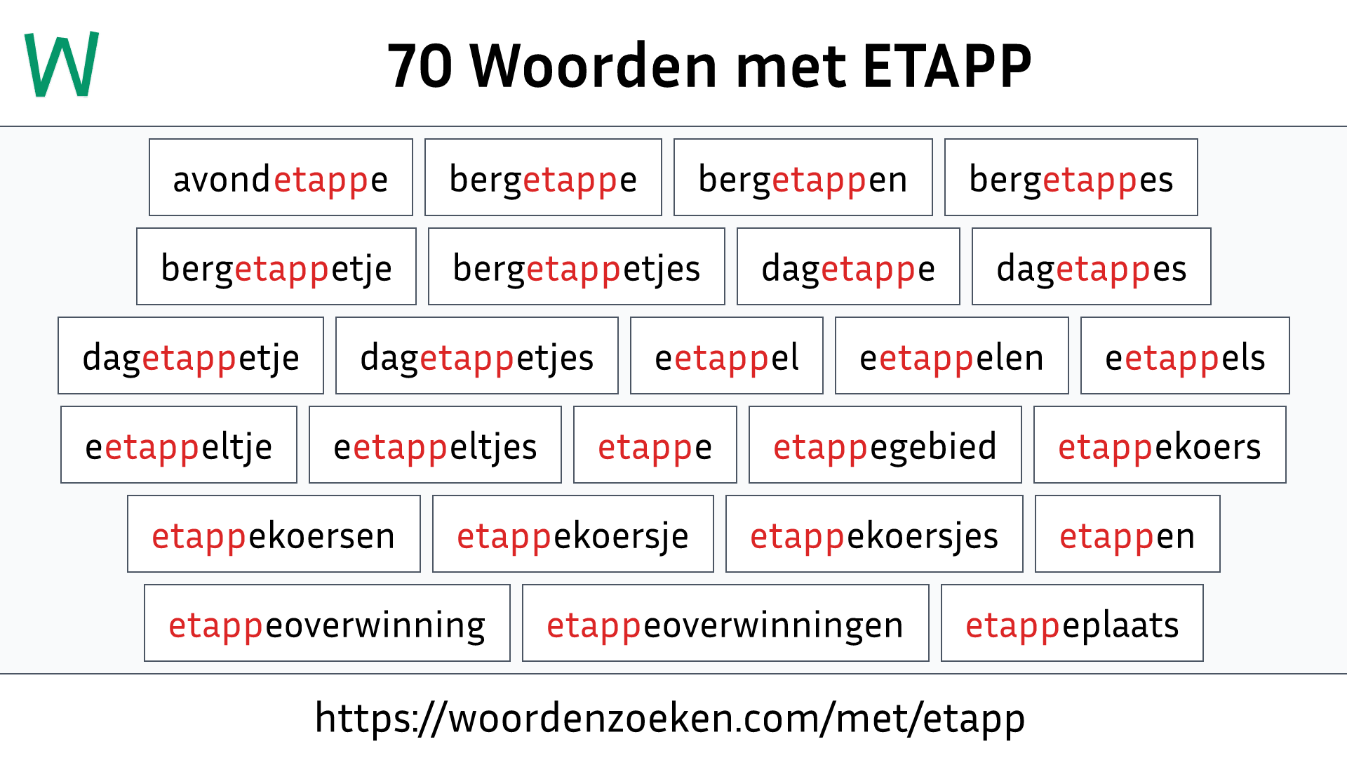 Woorden met ETAPP