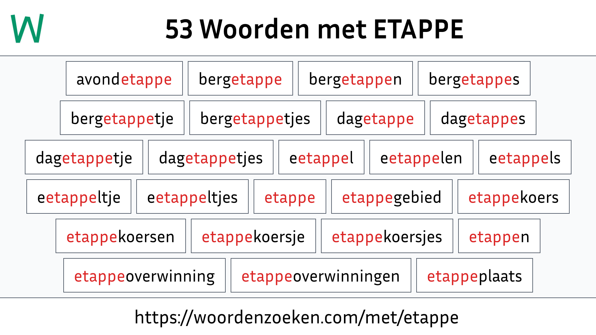 Woorden met ETAPPE