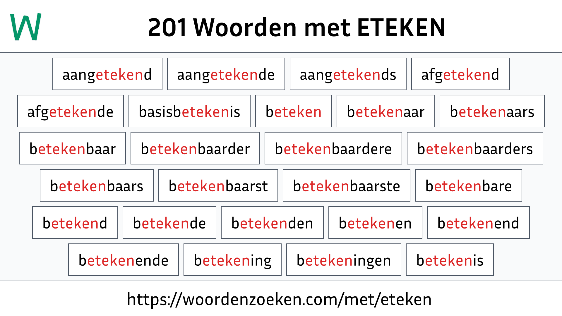 Woorden met ETEKEN