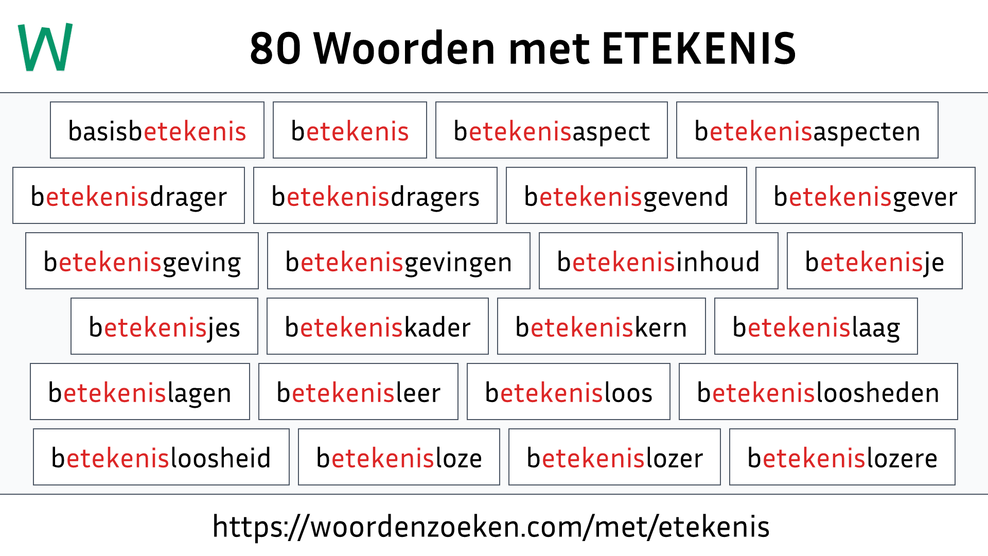 Woorden met ETEKENIS