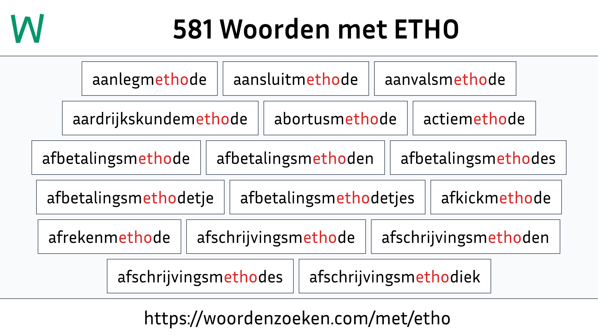 Woorden met ETHO