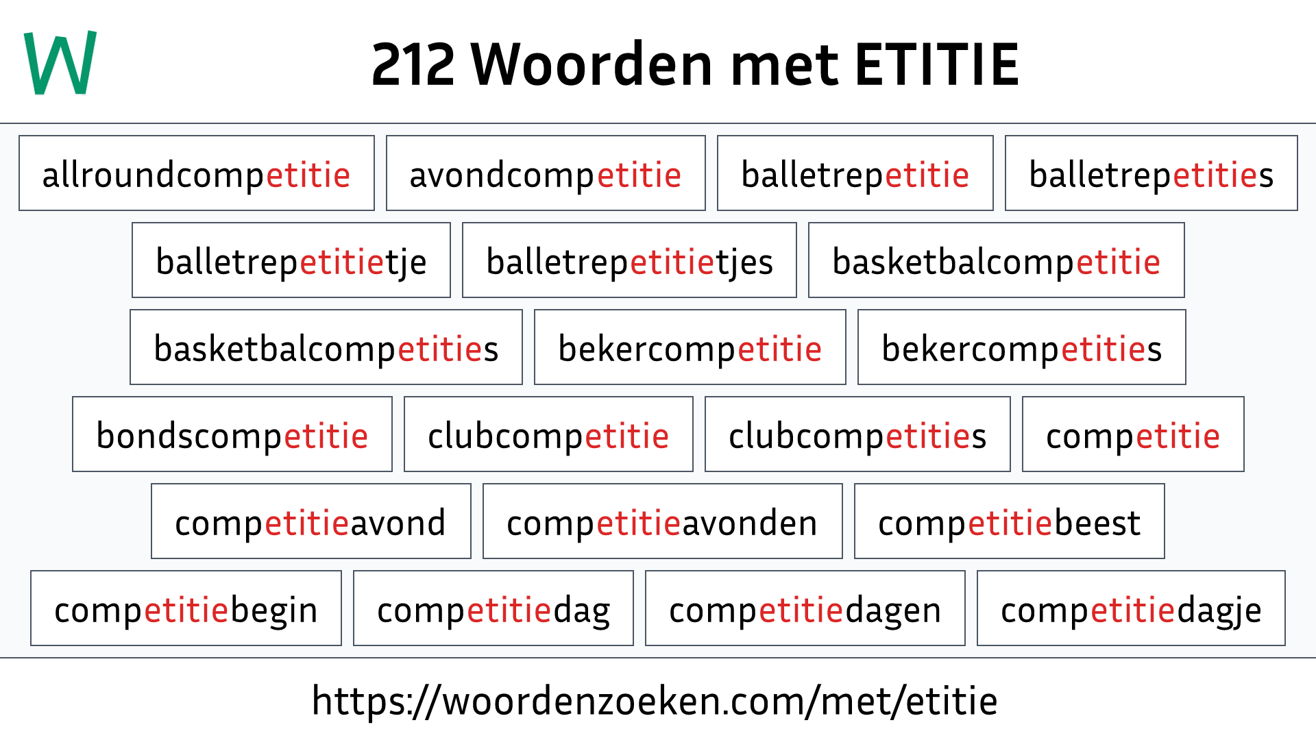 Woorden met ETITIE