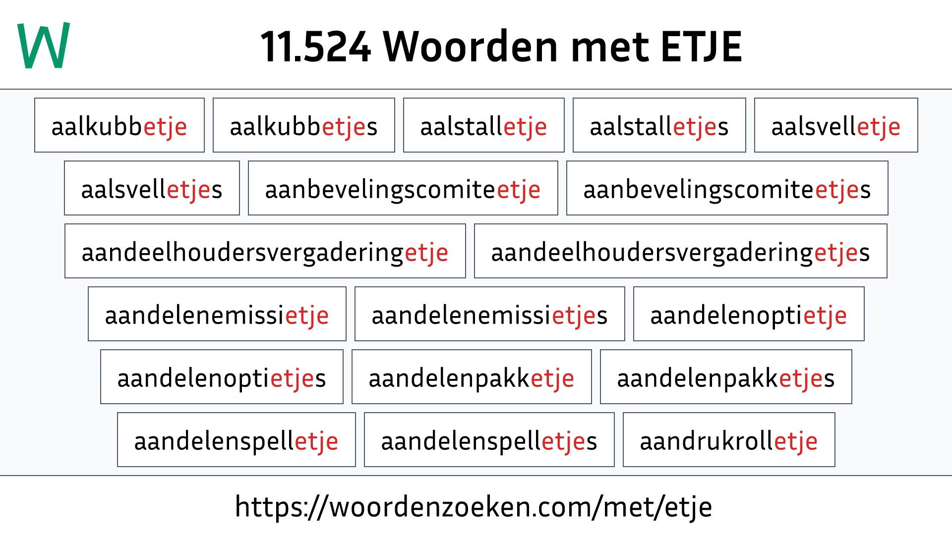 Woorden met ETJE