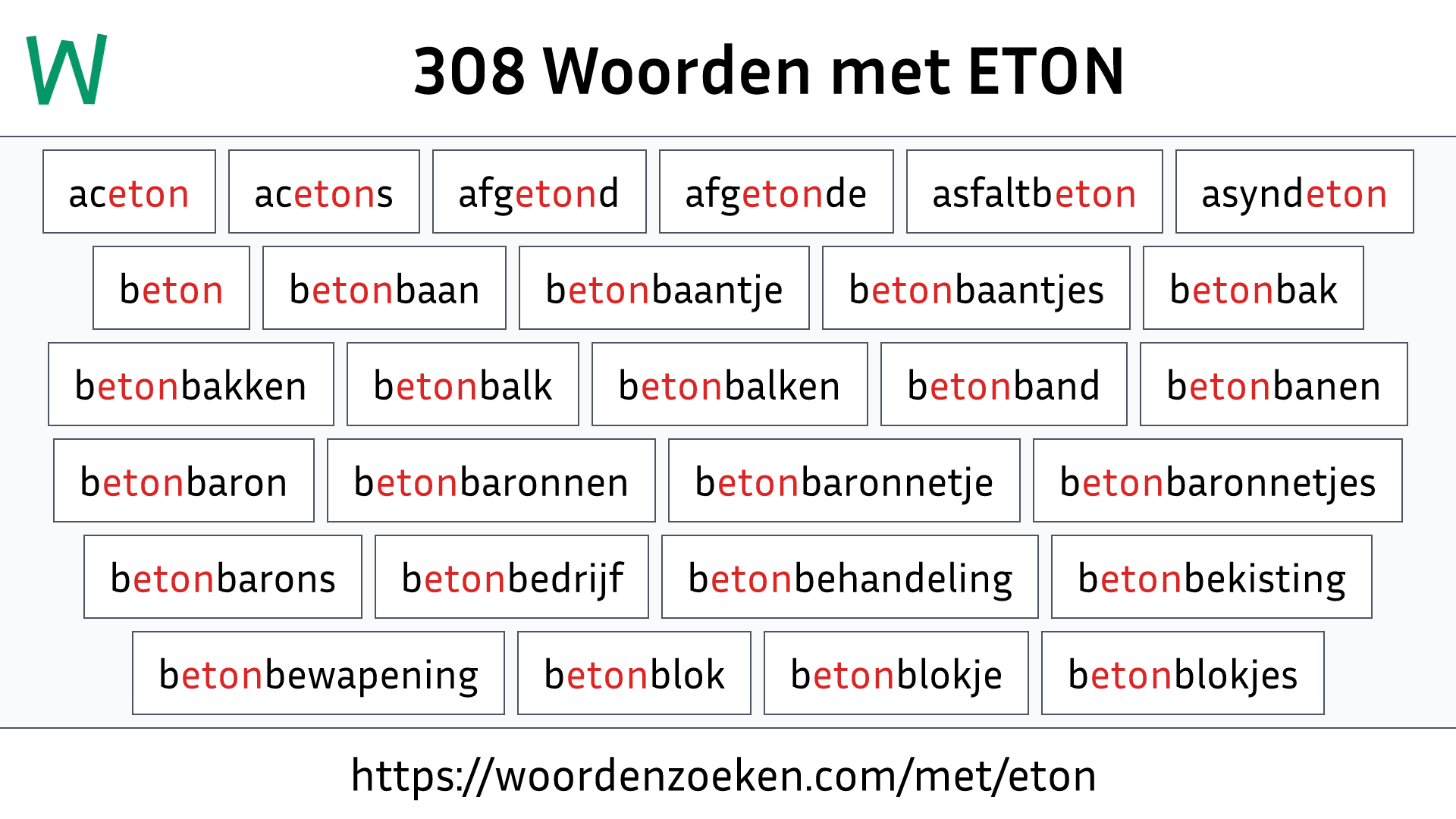Woorden met ETON