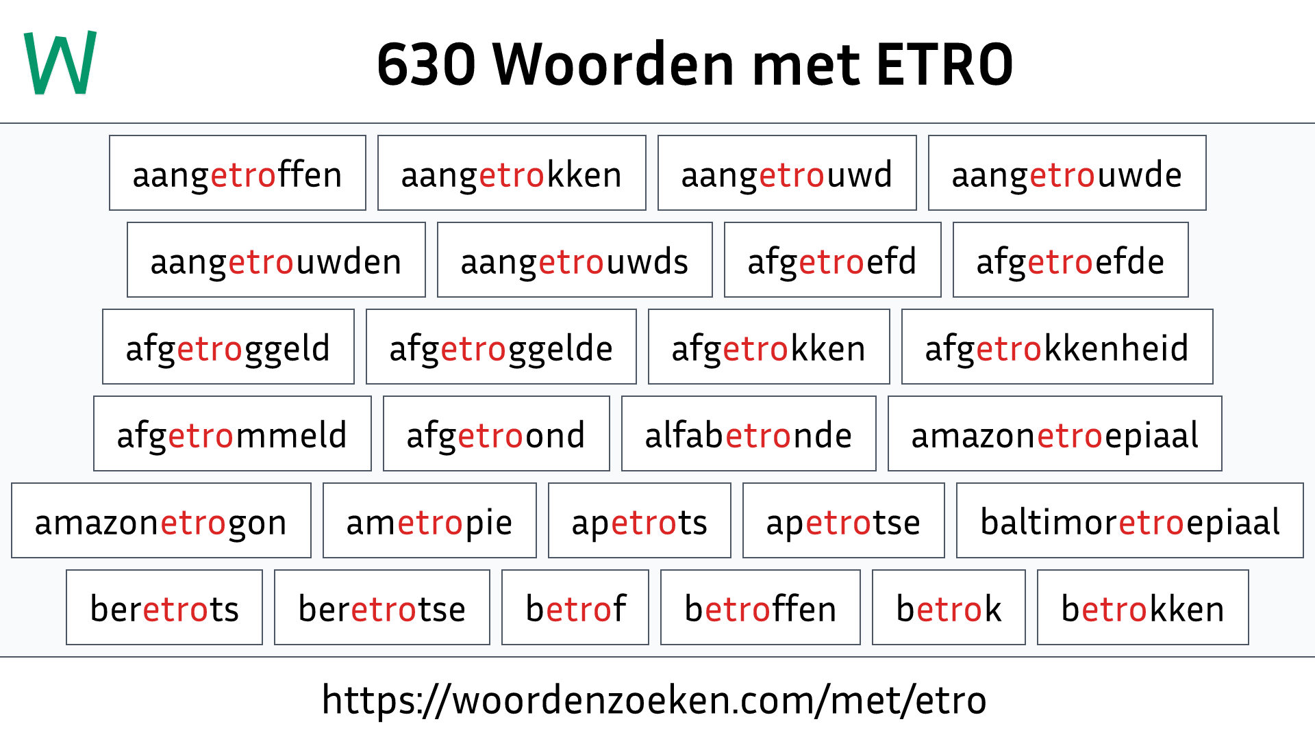 Woorden met ETRO