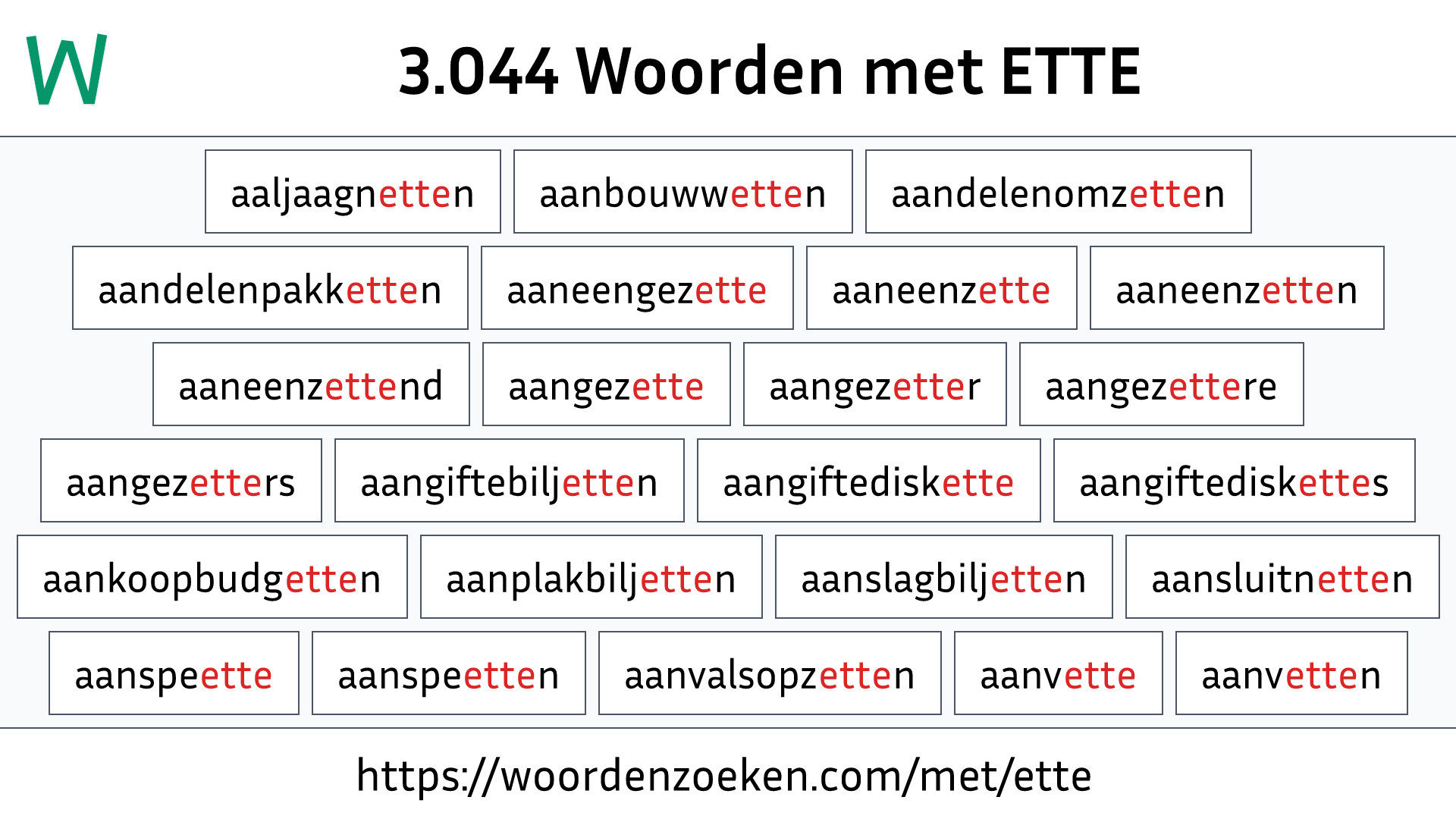 Woorden met ETTE