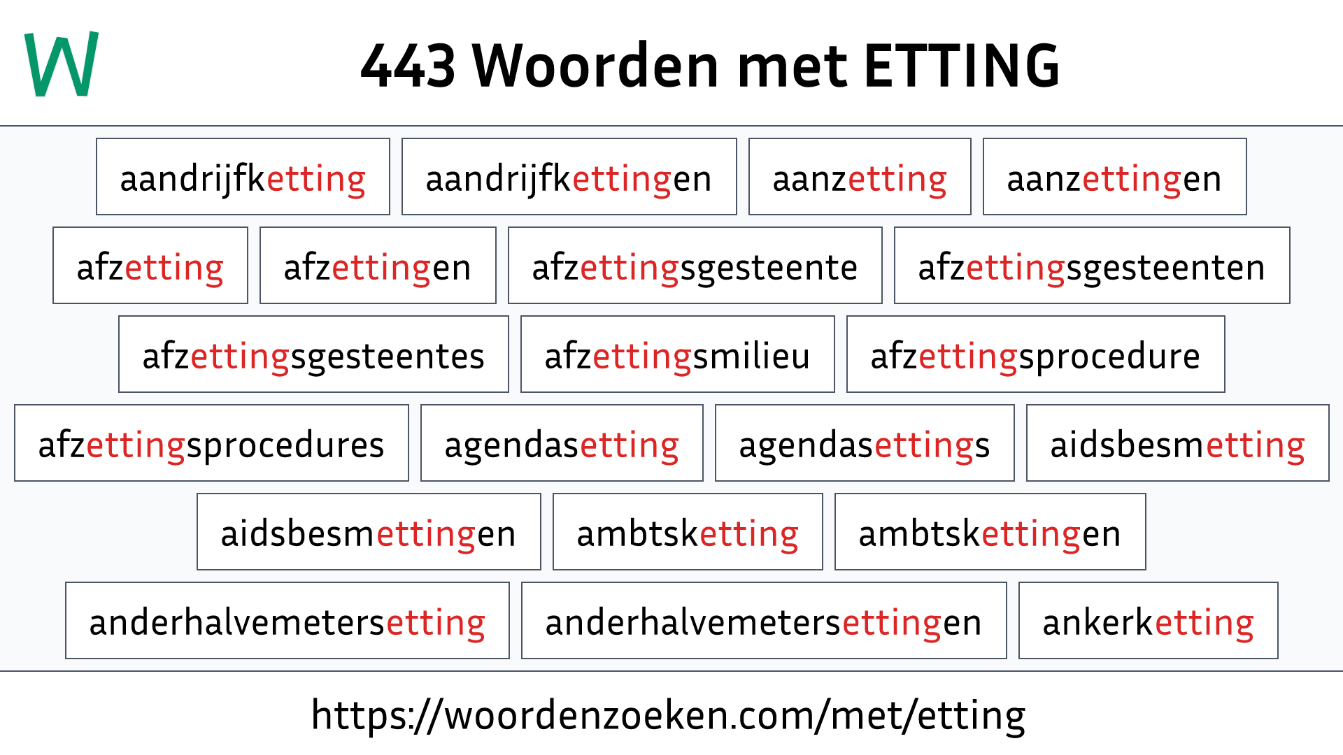 Woorden met ETTING