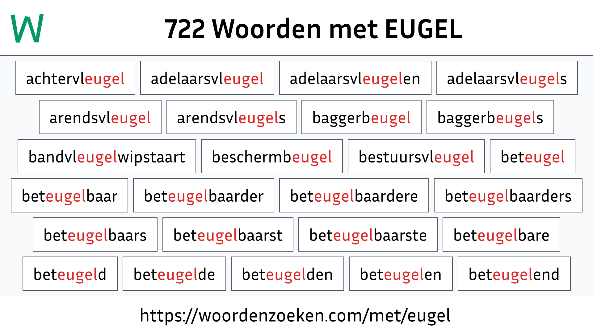 Woorden met EUGEL