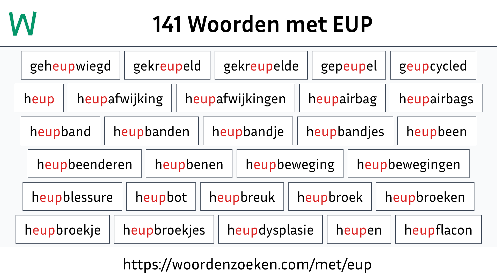 Woorden met EUP
