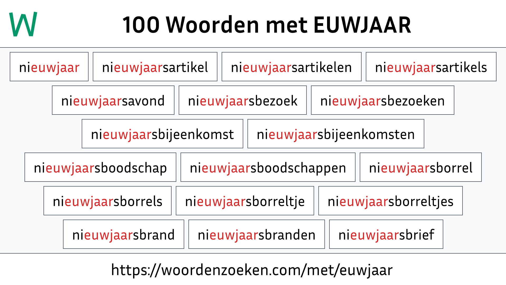 Woorden met EUWJAAR