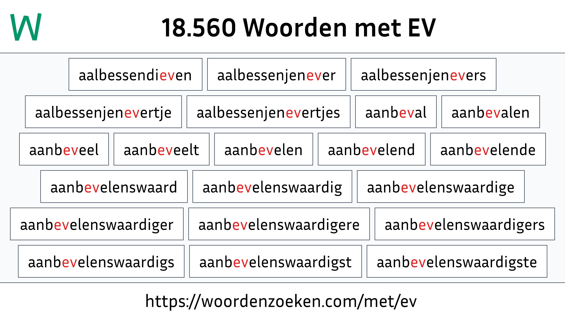 Woorden met EV