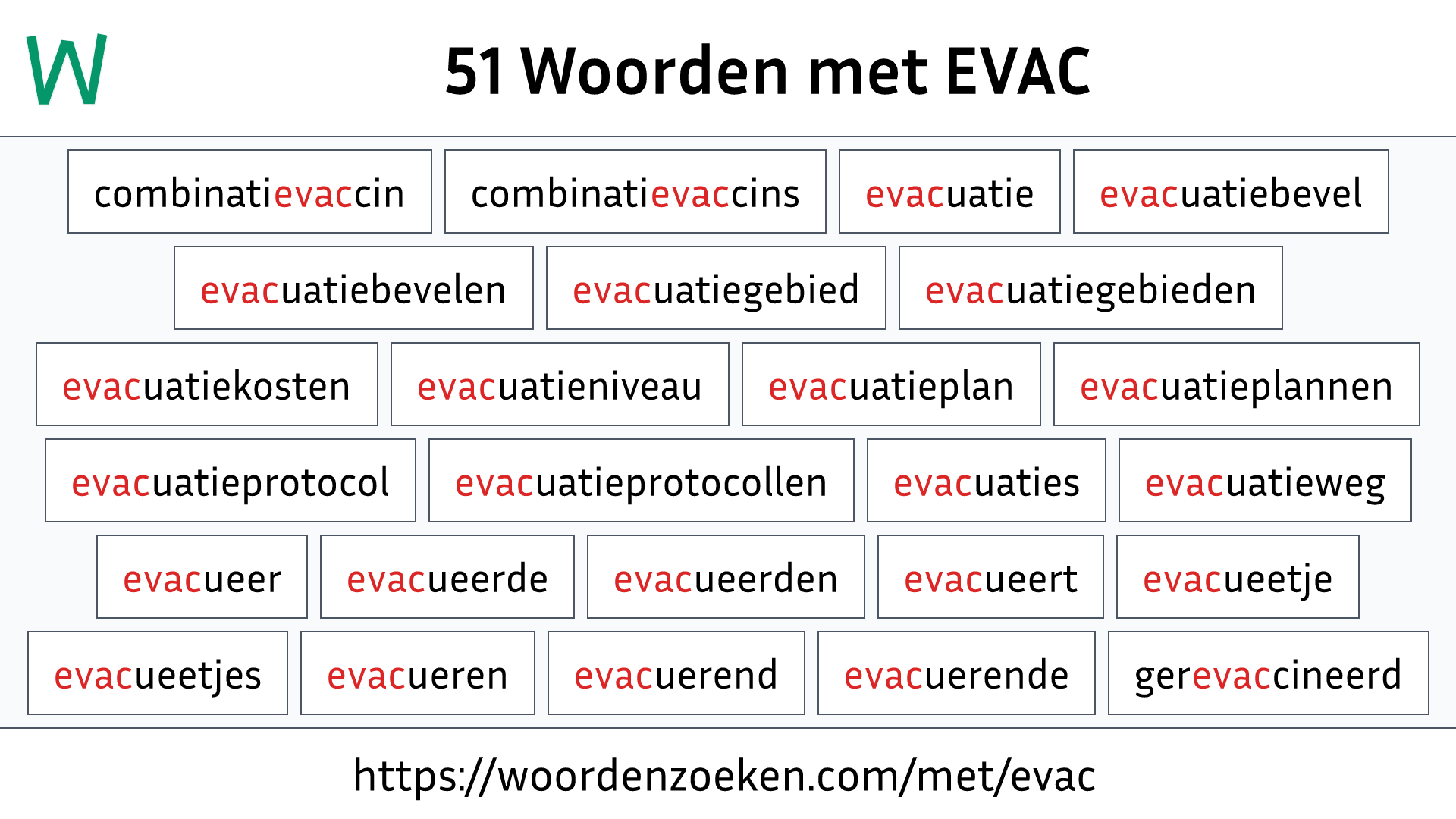 Woorden met EVAC