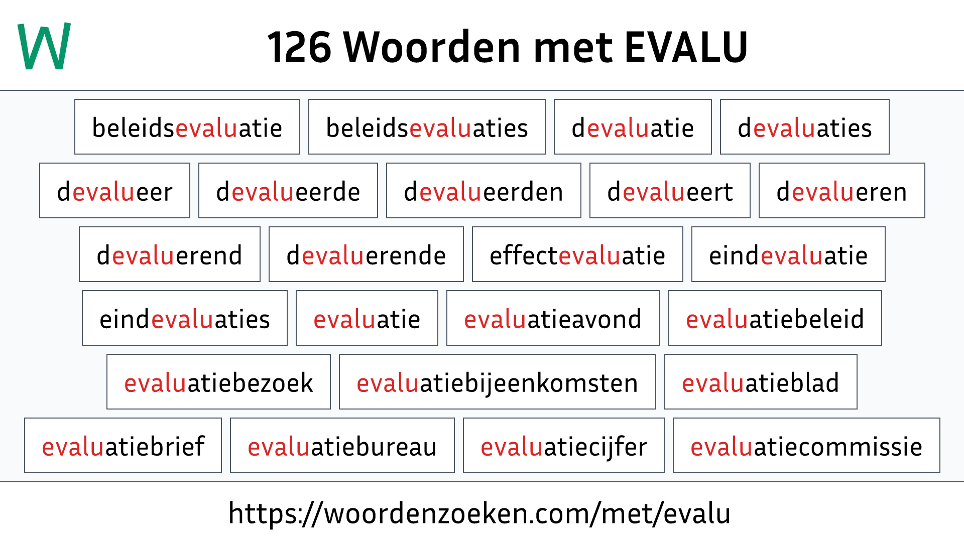 Woorden met EVALU