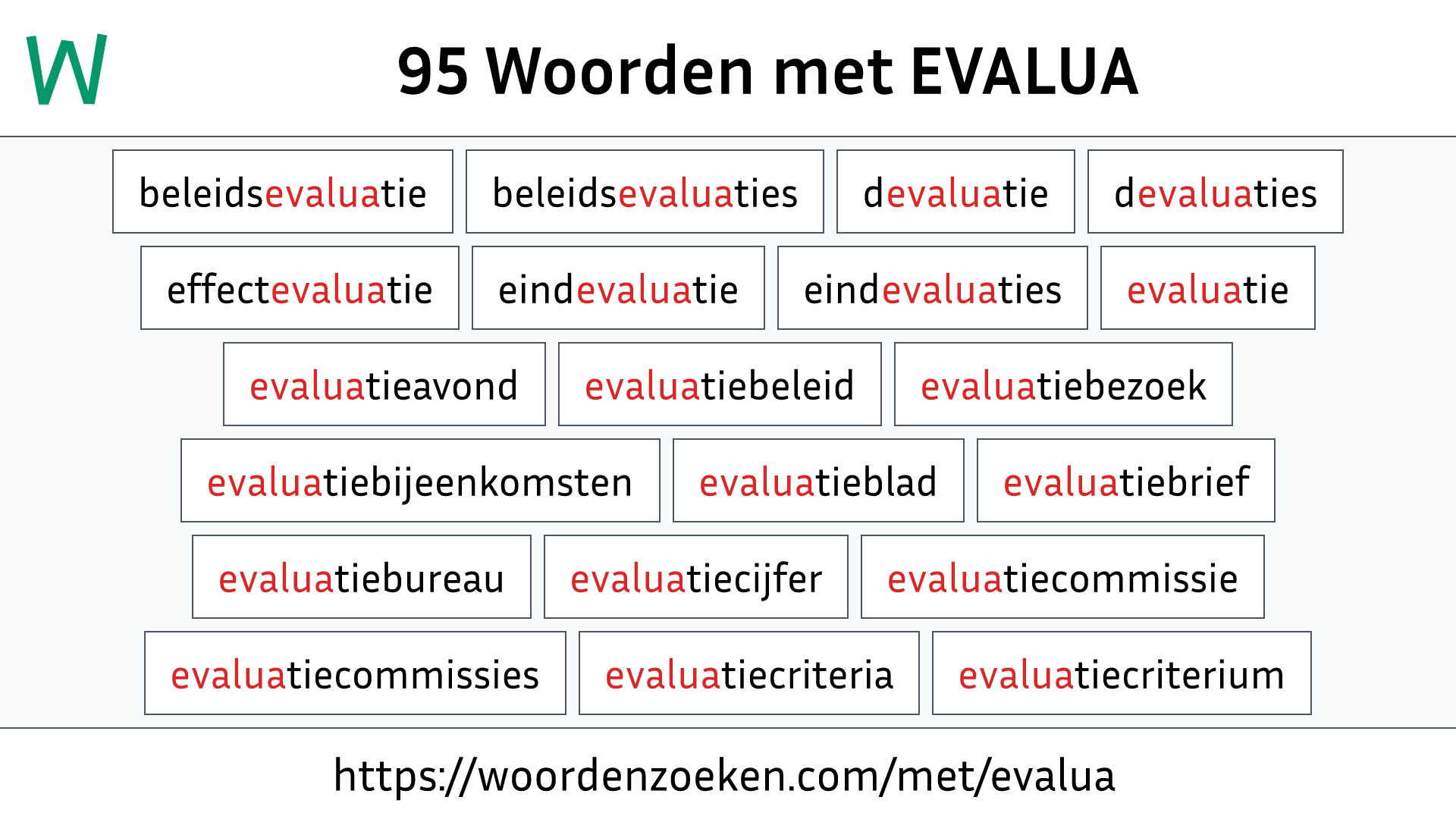 Woorden met EVALUA