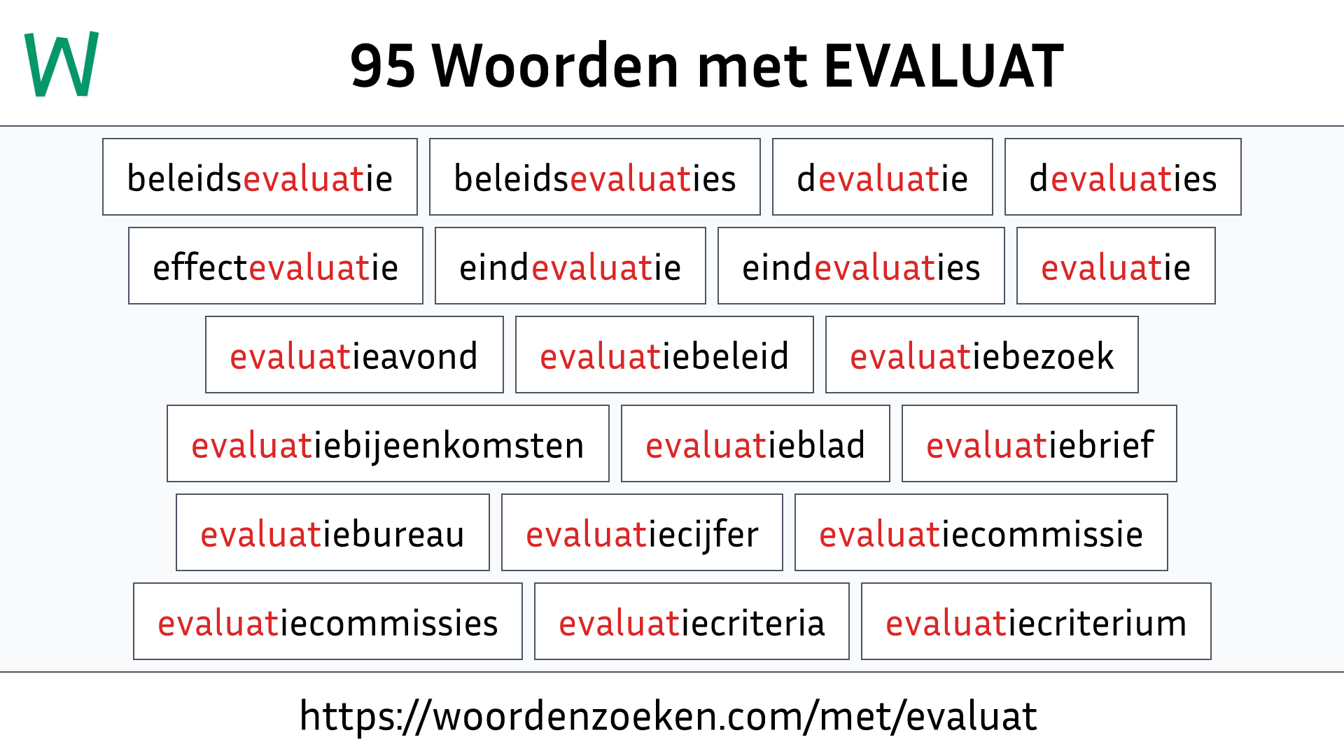 Woorden met EVALUAT