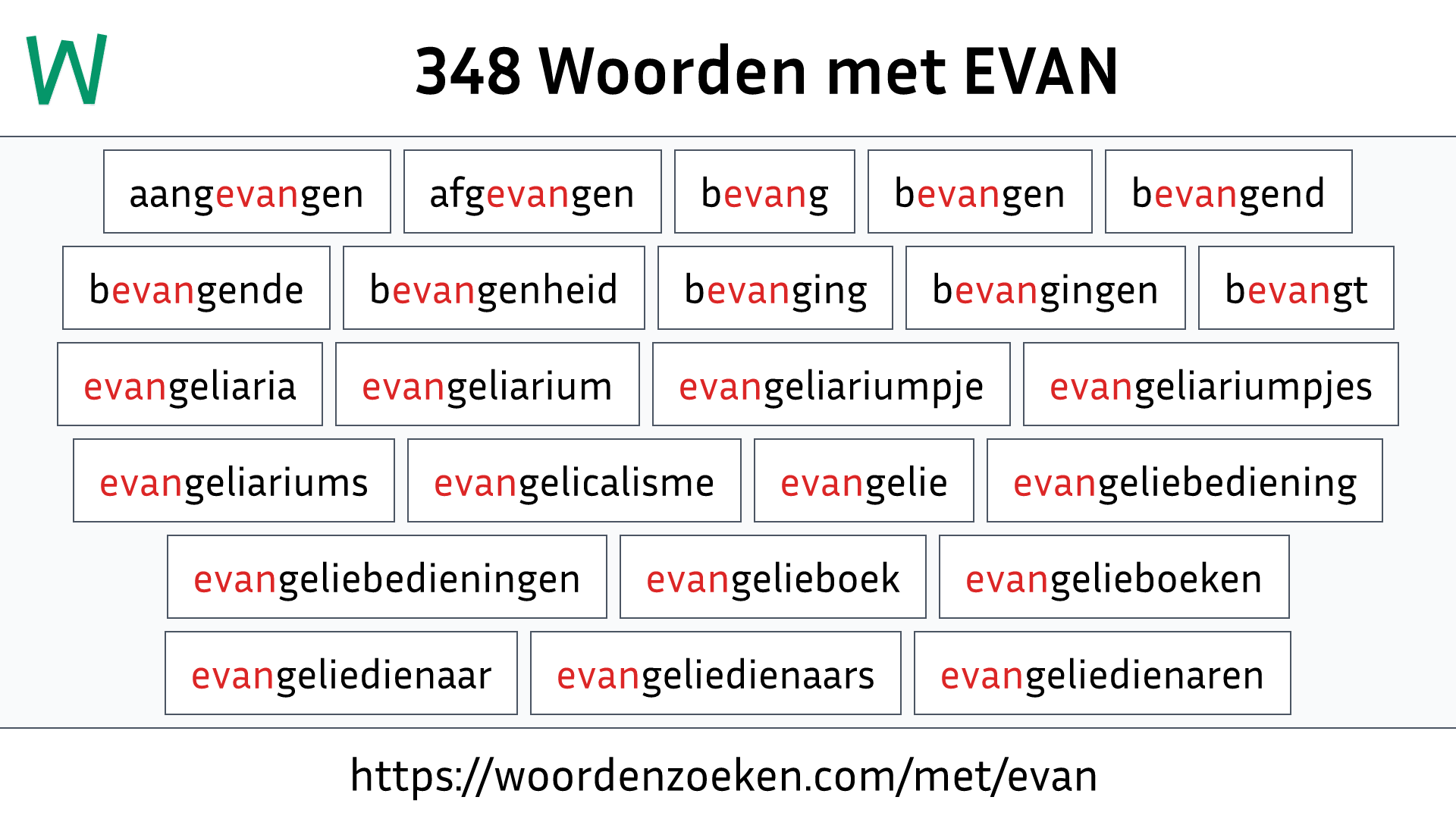 Woorden met EVAN