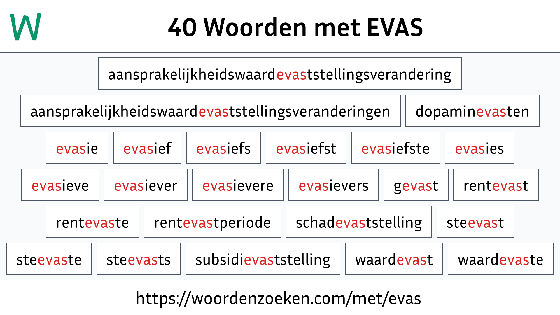 Woorden met EVAS