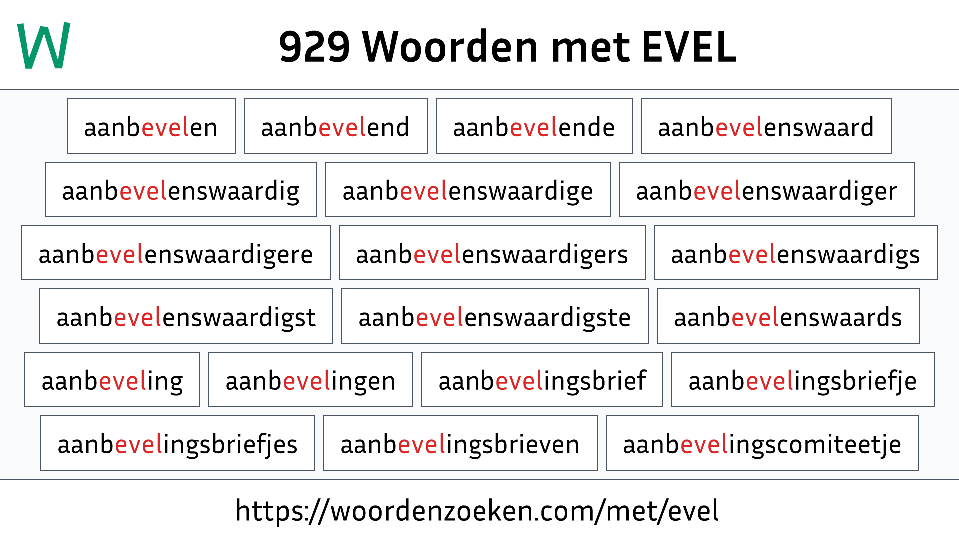 Woorden met EVEL