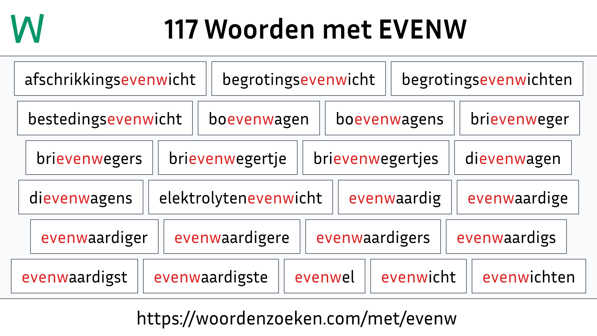 Woorden met EVENW