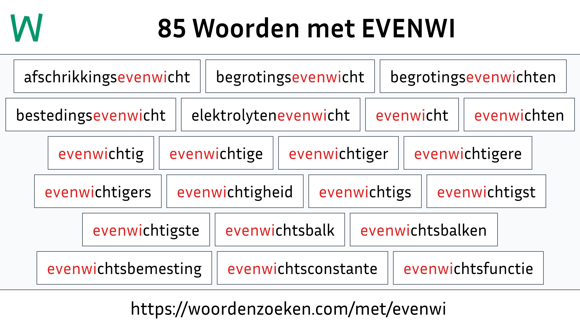 Woorden met EVENWI
