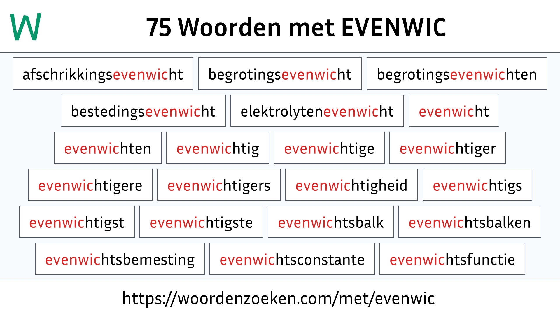 Woorden met EVENWIC