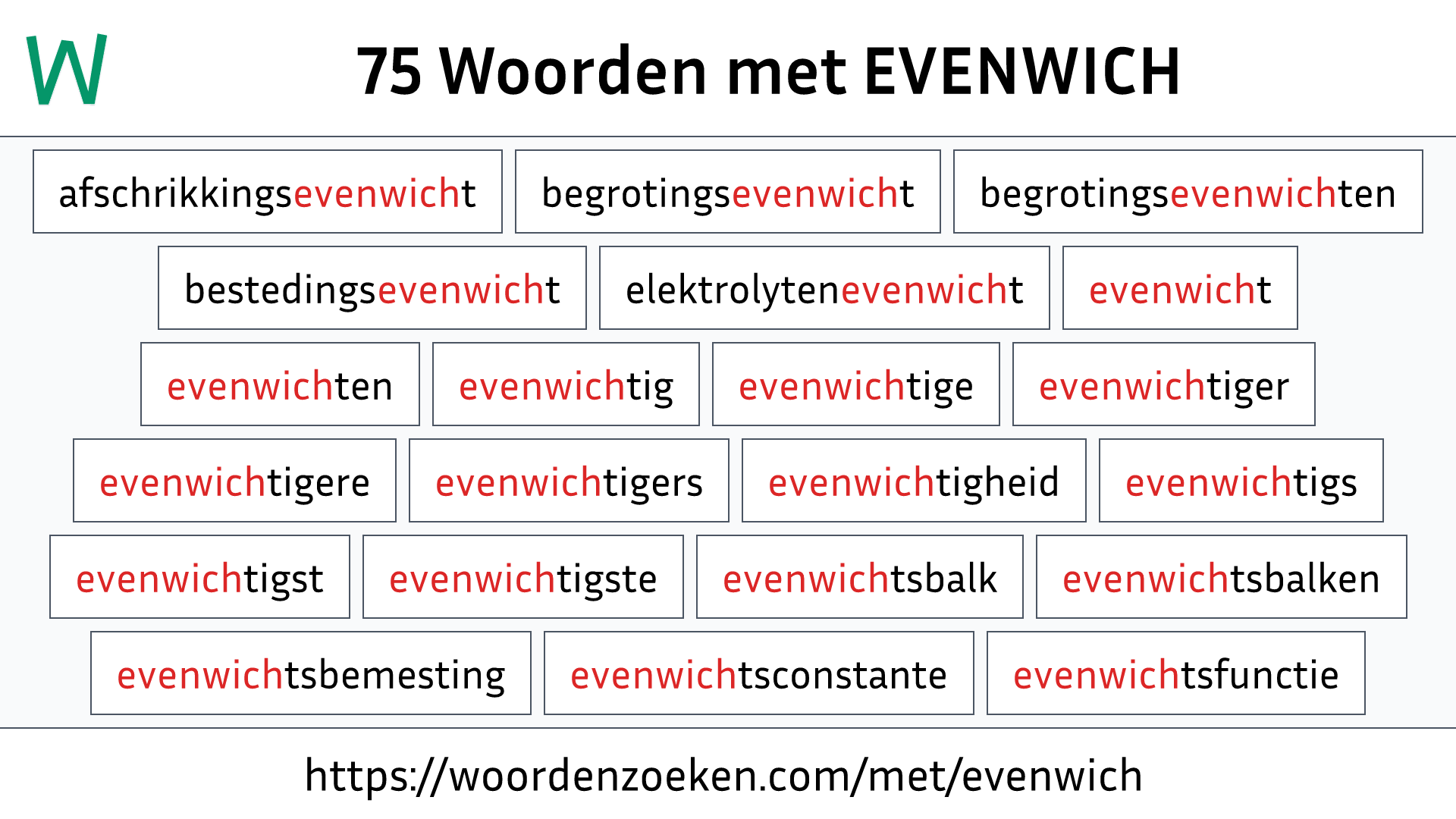 Woorden met EVENWICH