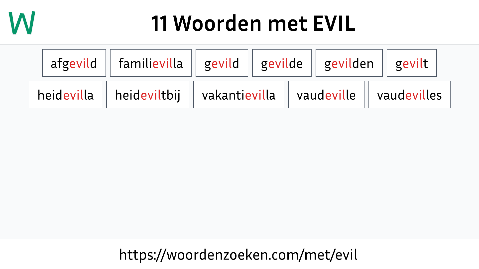 Woorden met EVIL