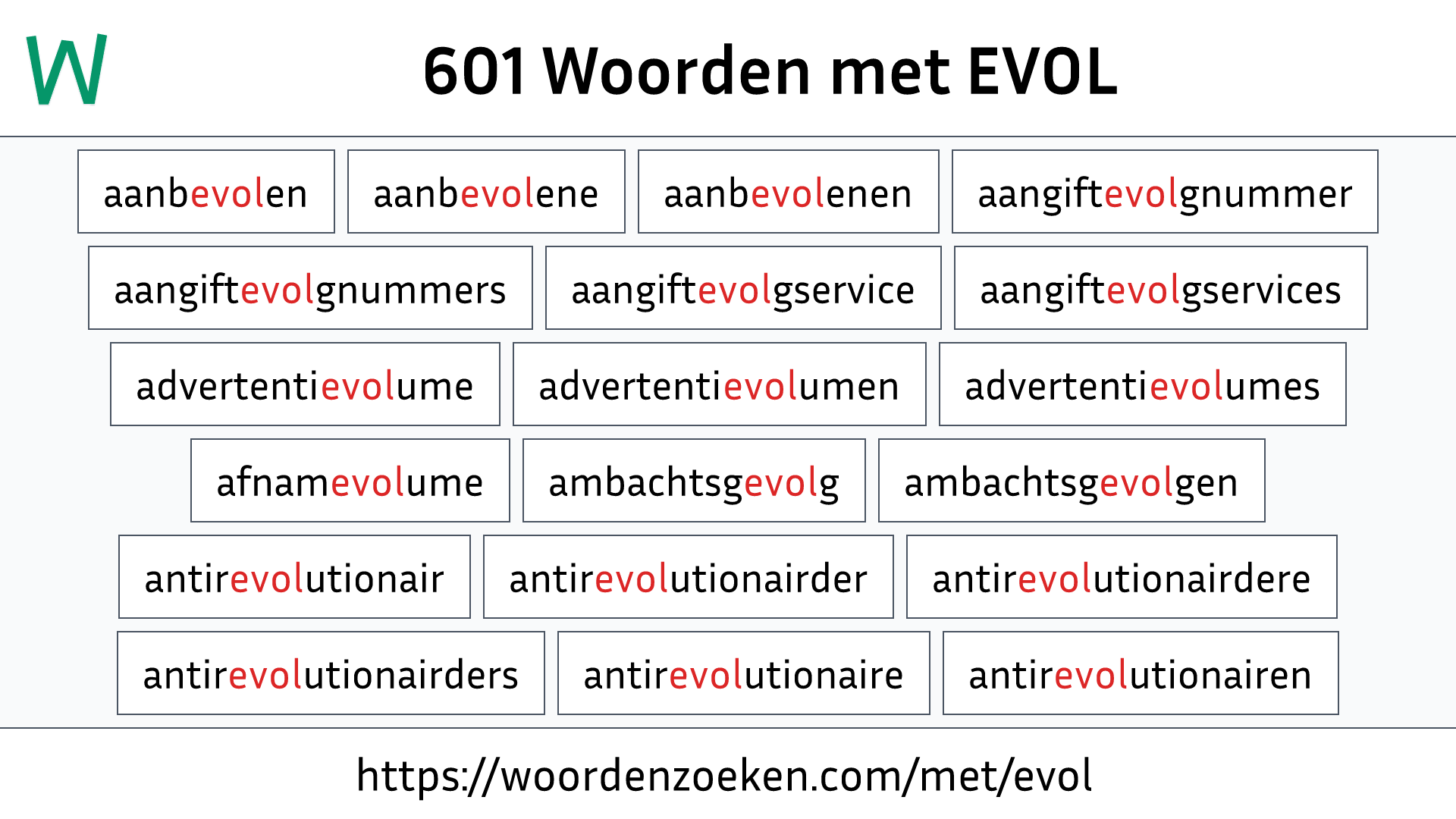 Woorden met EVOL