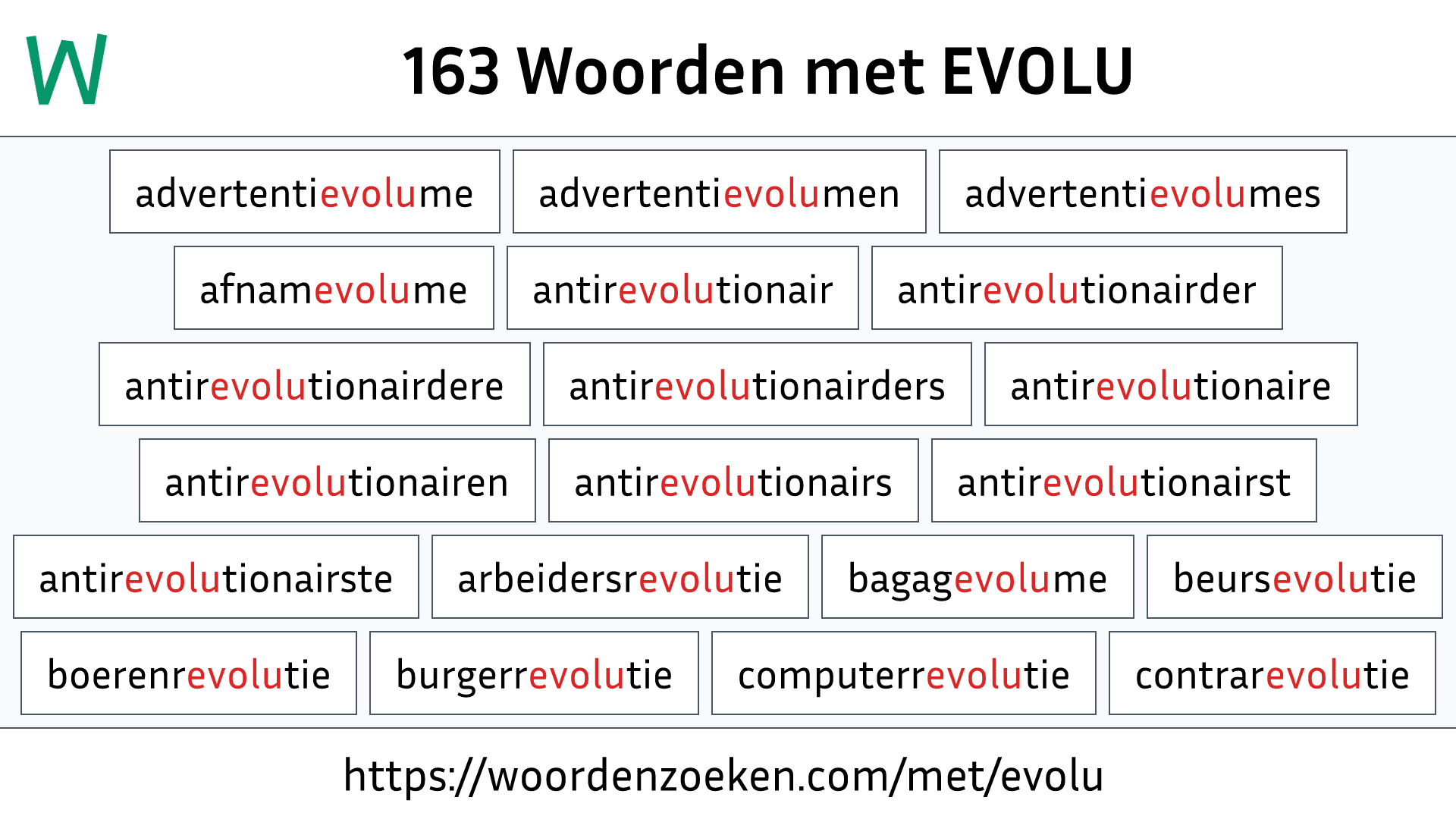 Woorden met EVOLU