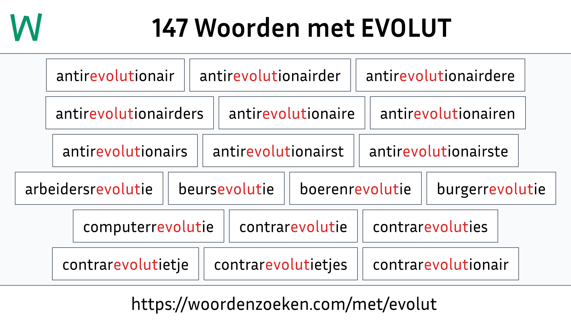 Woorden met EVOLUT