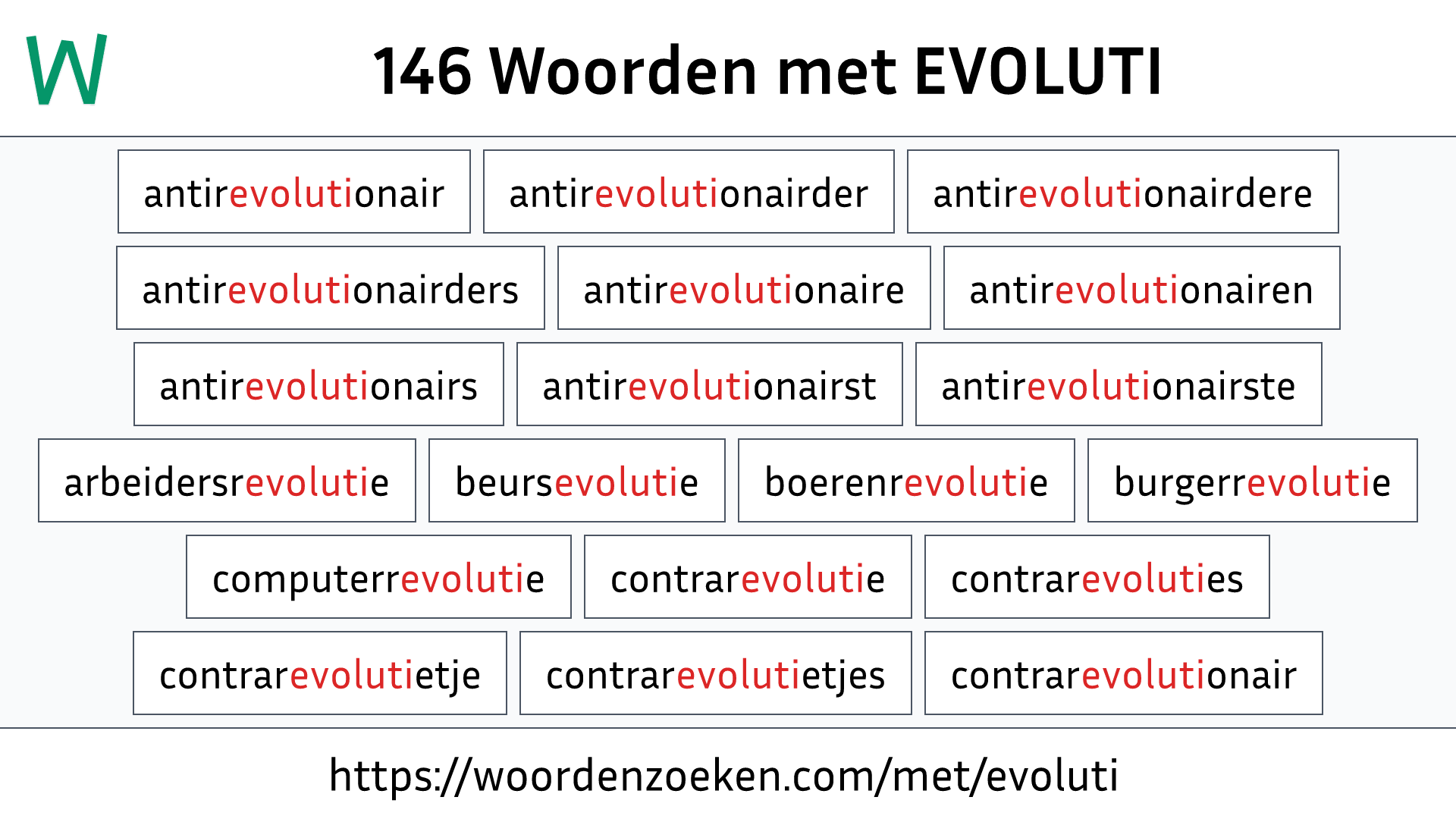 Woorden met EVOLUTI