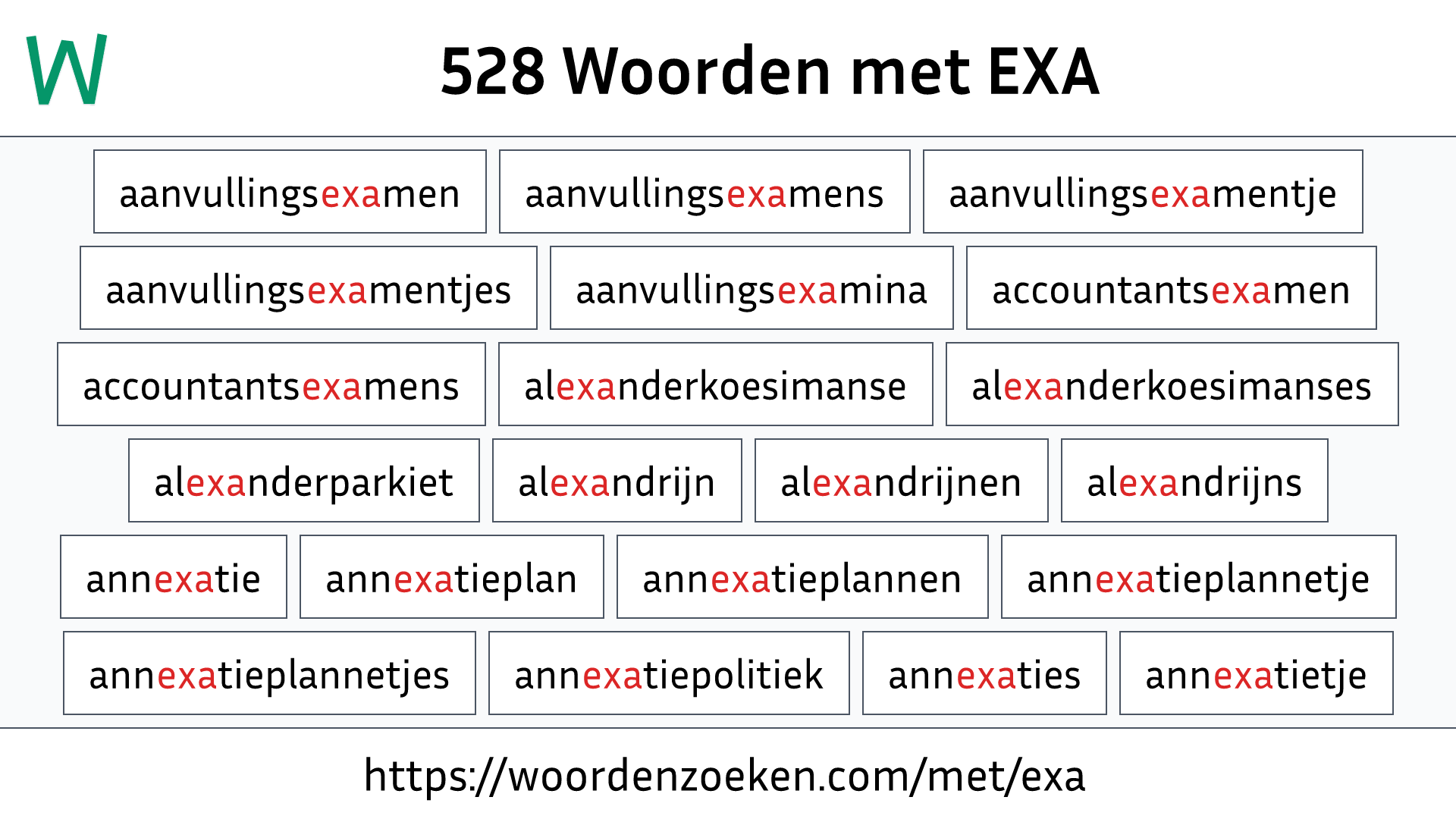 Woorden met EXA