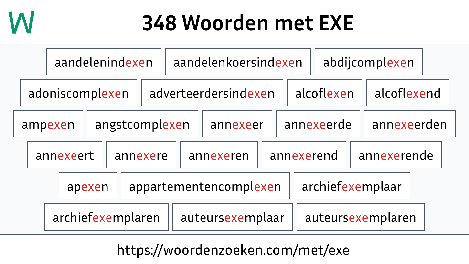 Woorden met EXE