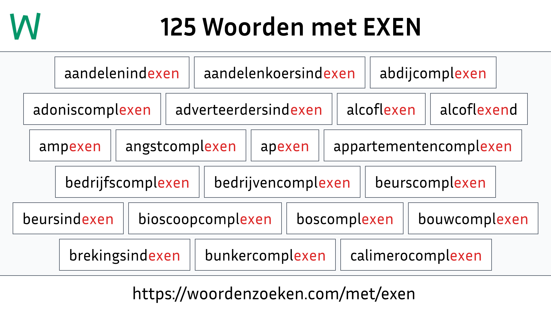 Woorden met EXEN