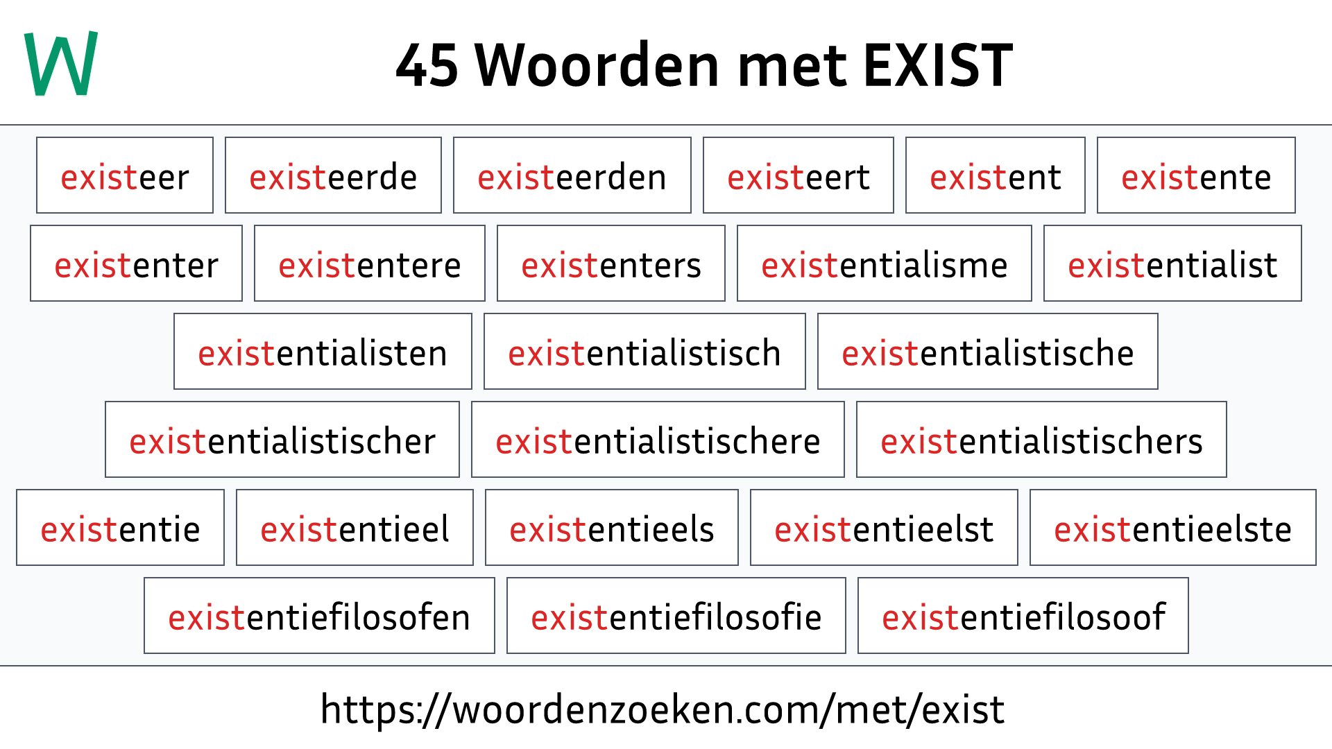 Woorden met EXIST