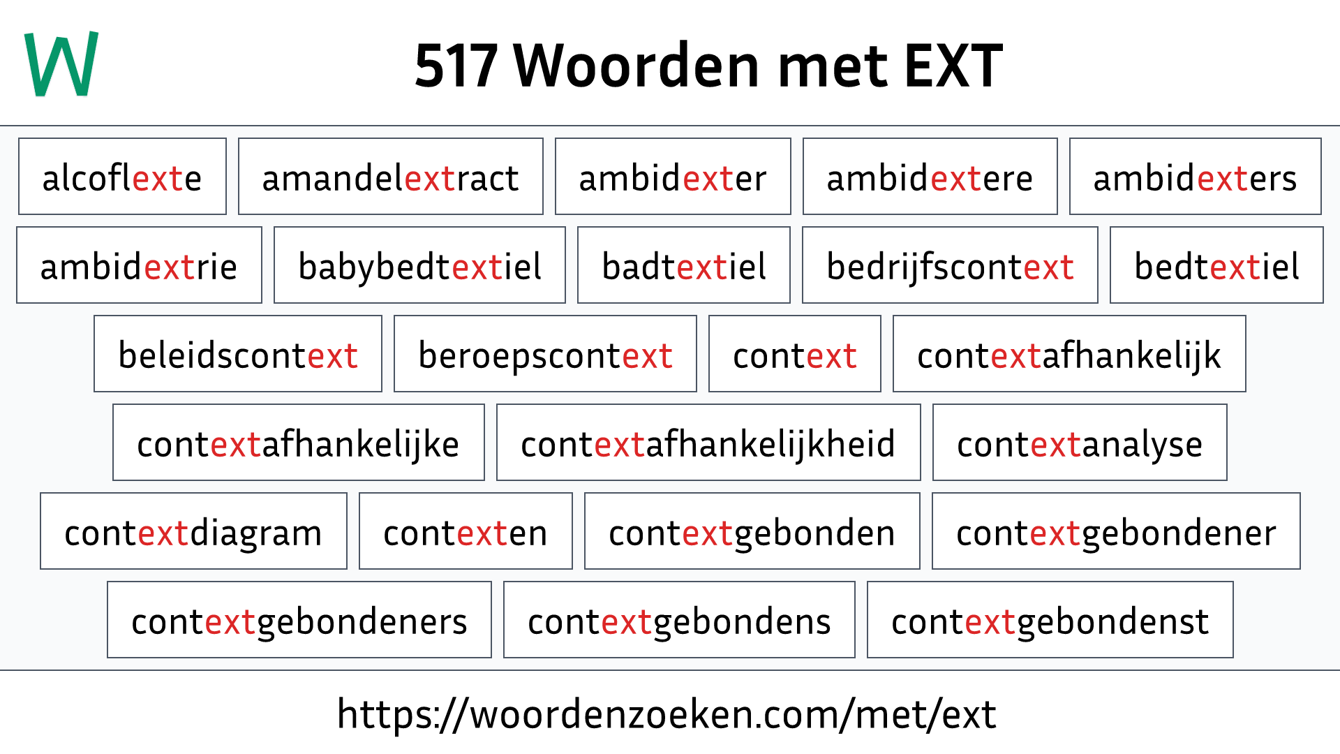 Woorden met EXT