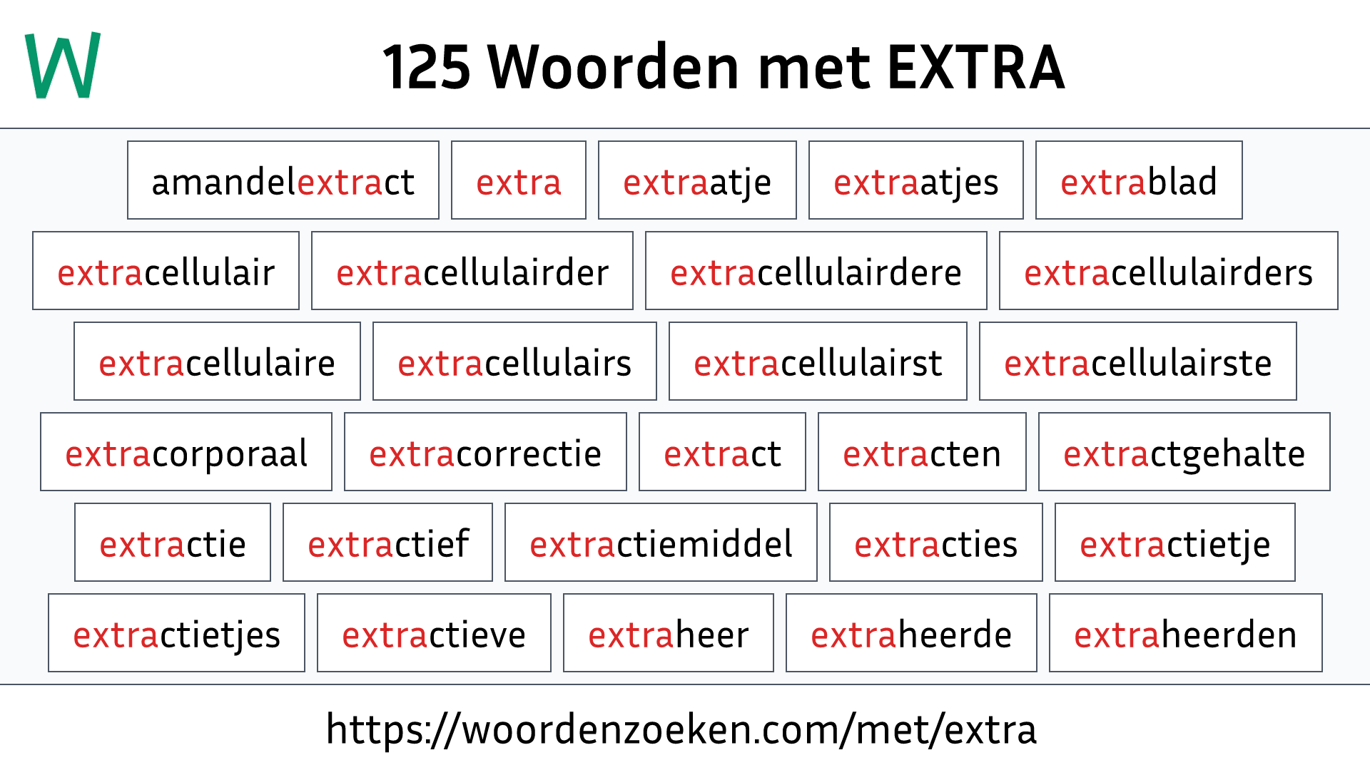 Woorden met EXTRA