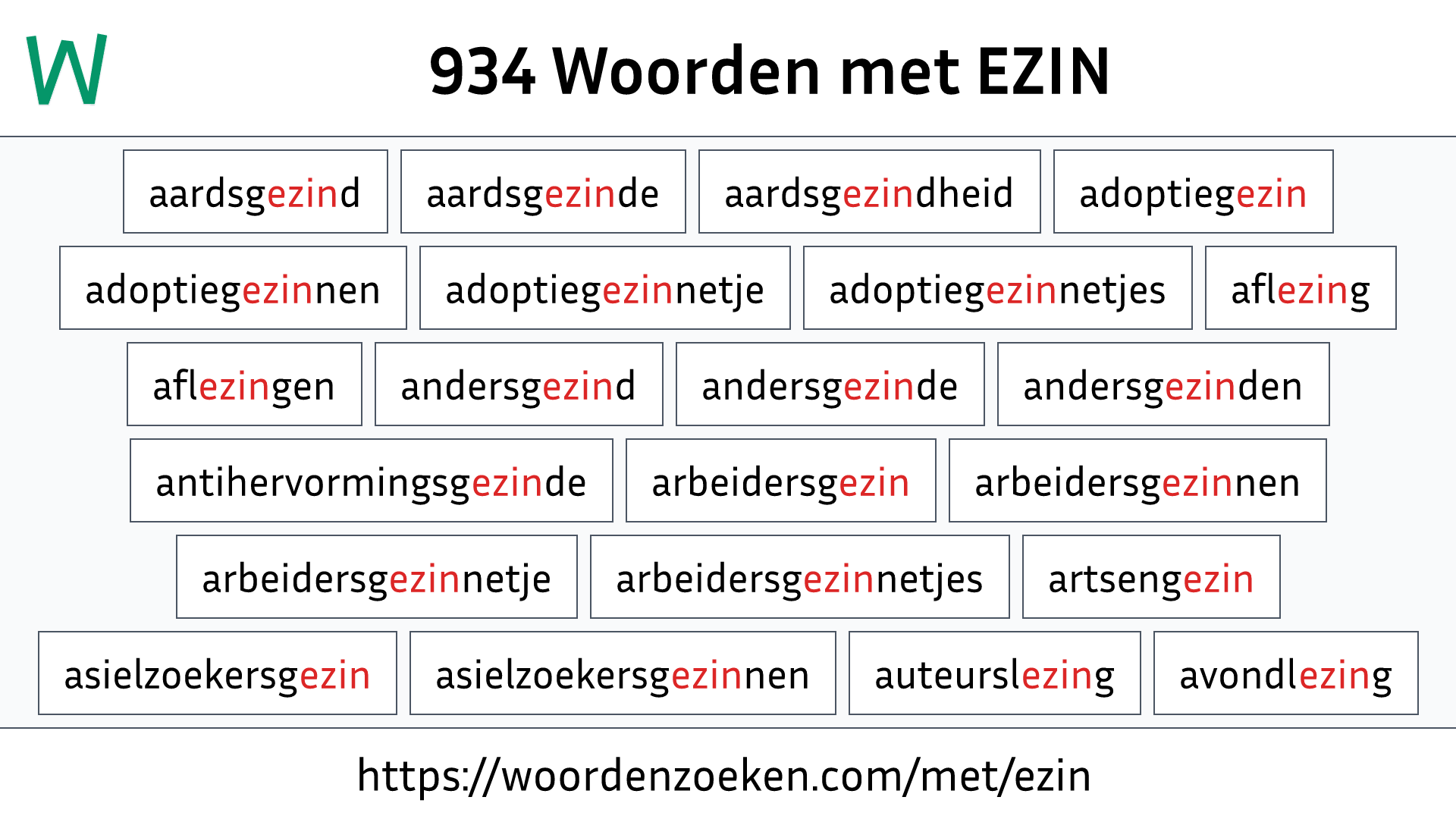 Woorden met EZIN