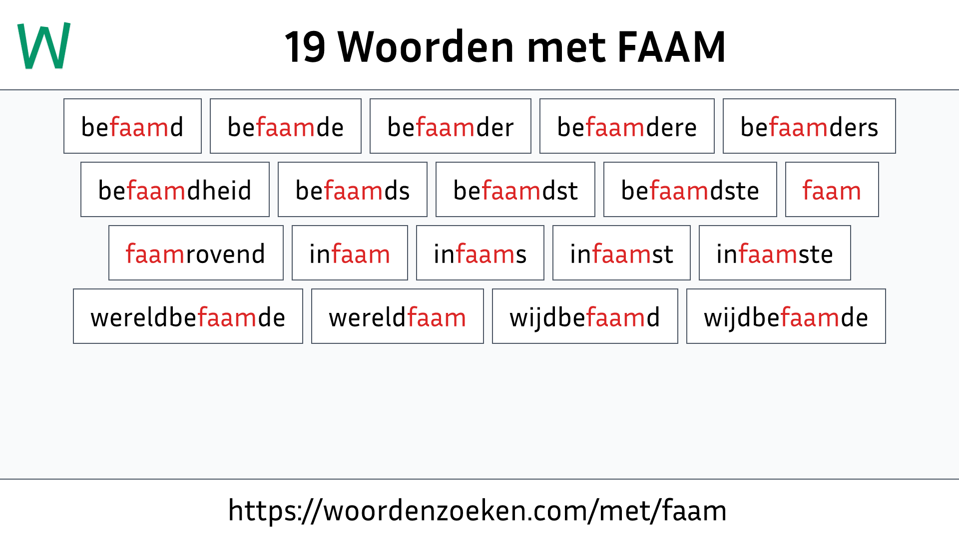 Woorden met FAAM